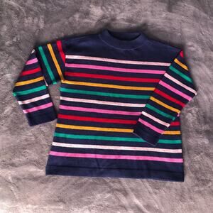 Talbots Sweater Striped Rainbow Long Sleeve Pullover Crew Neck Women’s Size XL